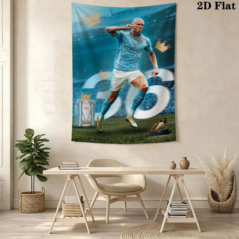 Erling Haaland Re Appeso a Parete Coperta in Tessuto Stampato Arazzi Decorativi per Camera da Letto Soggiorno Arredamento per la Casa