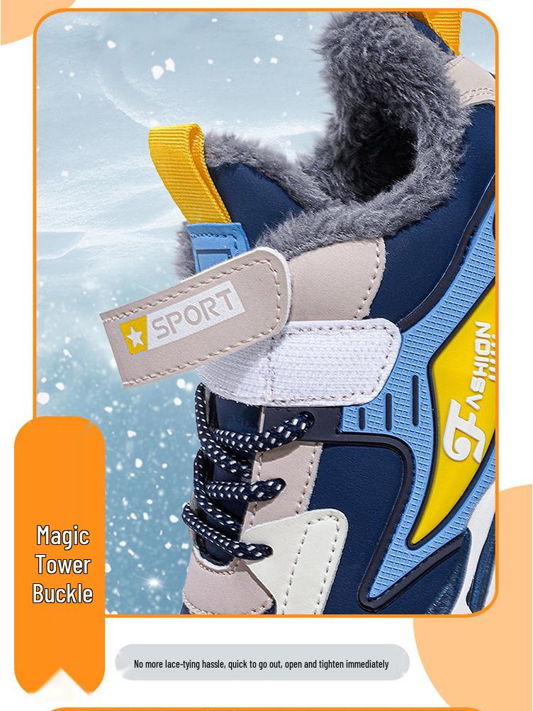 Vattentäta löparskor för pojkar med fleecefoder i läder - Varma, mångsidiga och snygga för barn