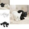 Black And White Cat Plush Toy With Funny Expression For Halloween Gift And Collectors Item