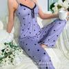 Sommer Damen sexy süß niedlich sexy Kunstseide Hosenträgerhose Loungewear Zweiteiler Loungewear