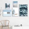 Winter Schnee Wald Pflanze Tier Landschaft Leinwand Malerei Nordic Kuh Holz Haus Poster und Drucke Wand Bilder für Zimmer