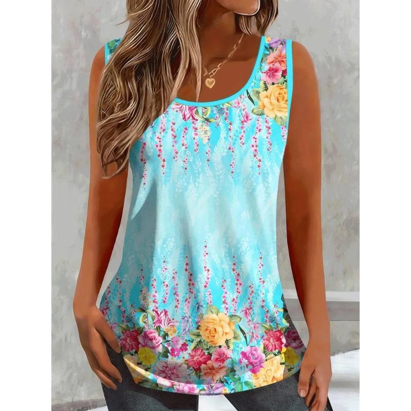 Sommer Damen 3D Gedrucktes Ärmelloses T-Shirt Mode Vielseitig Atmungsaktiv Trend Lässig