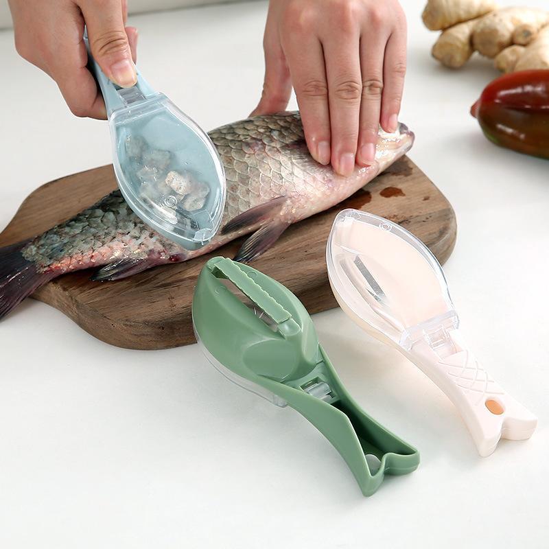 Kitchen Household Scale Scraper With Lid, Fish Scale Scraper, Manual Descaling, Brushing Of Fishing Tools