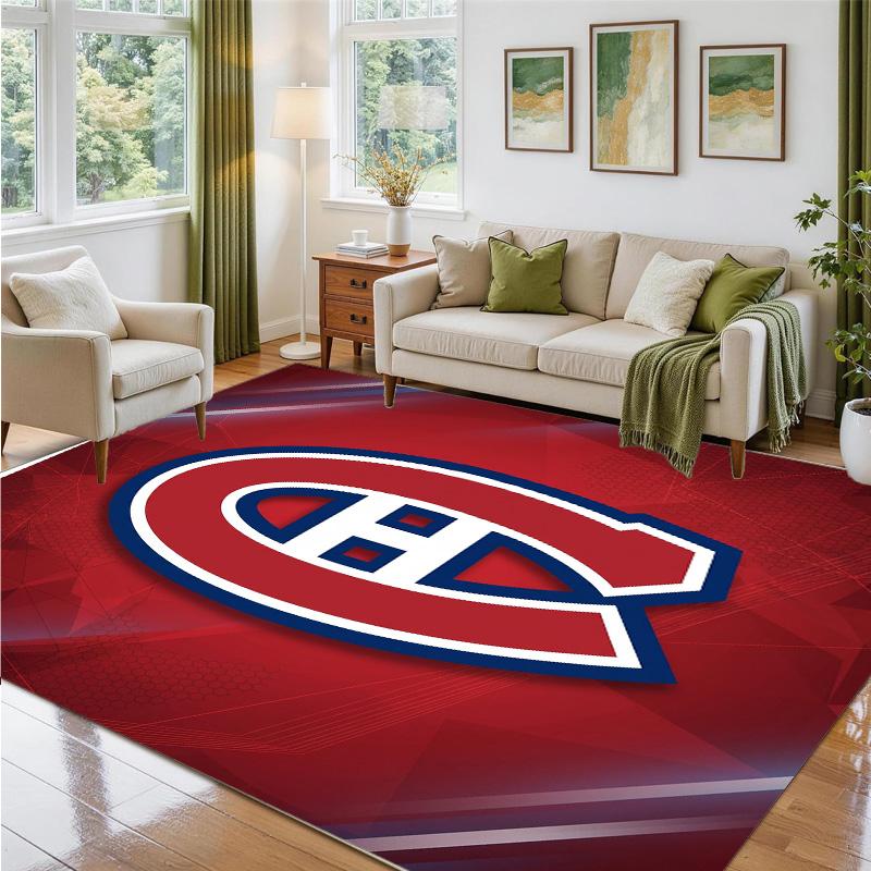 Montreal Canadiens Design Crystal Velvet Rug Soft Decorative Mat for Bedroom Entrance