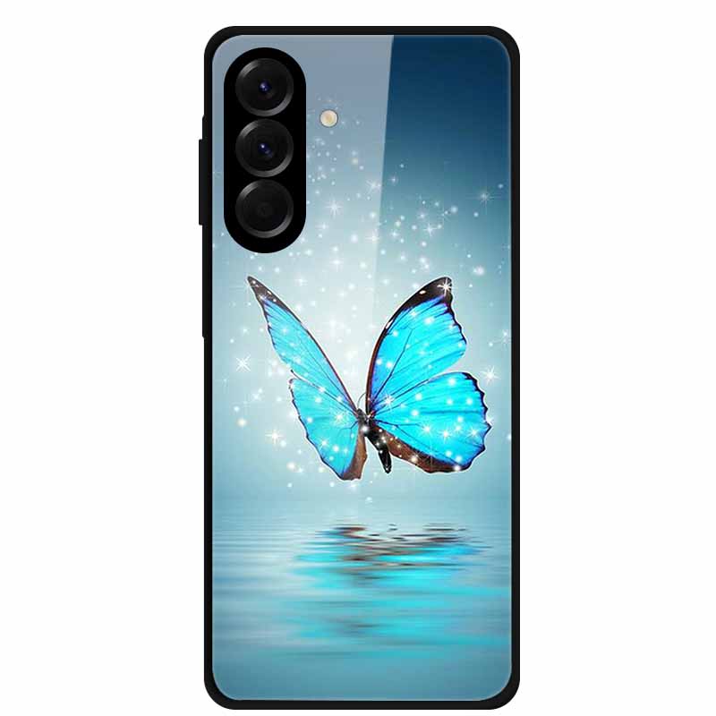 Tempered Glass Phone Case For Samsung Galaxy S24 FE Case Hard PC Back Cover Shell for Galaxy S24FE S 24 FE 5G Hard Covers Flower