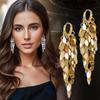 1 Paire Boucles d'Oreilles Pendantes Pailletées Glamour pour Femmes Bijoux de Mode Récents Pendentif Forme Feuille en Fer Boucles d'Oreilles à Glands Merveilleux Accessoires de Fête