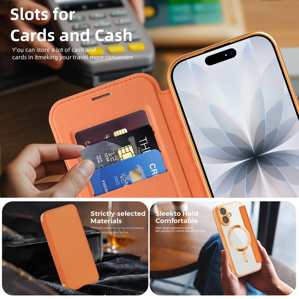 Etui na iPhone 17 Kompatybilne z MagSafe Blokujące RFID Skórzane Etui na Telefon