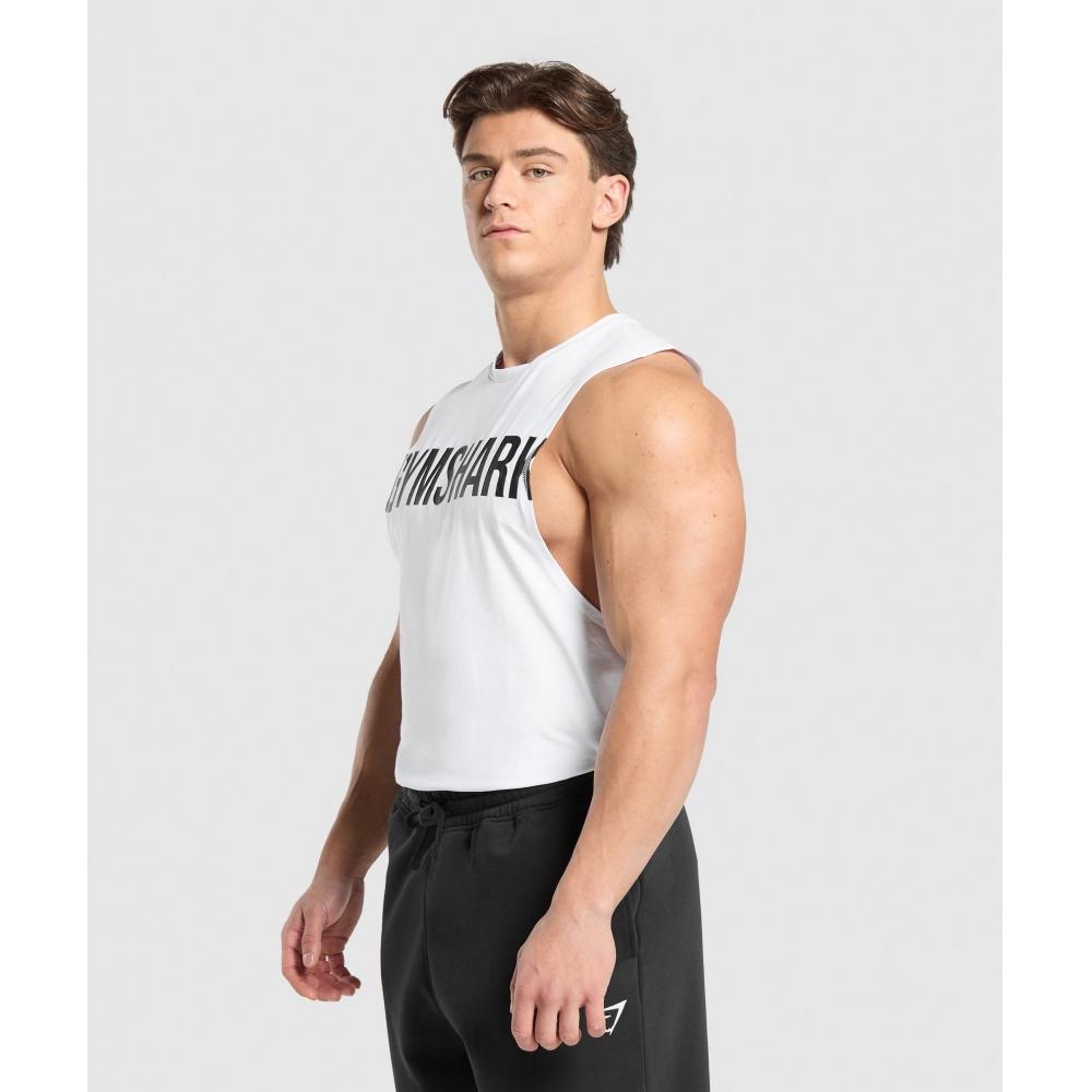 Gymshark Prime Drop Arm Tank White A2c5w Wb57