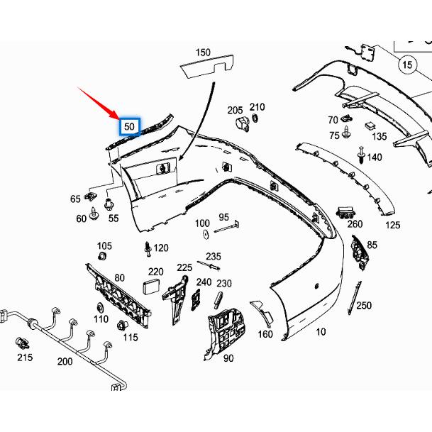 Mercedes-Benz CLA W117 Monteringsskena för Bakre Stötfångare 1178850321/1178850421