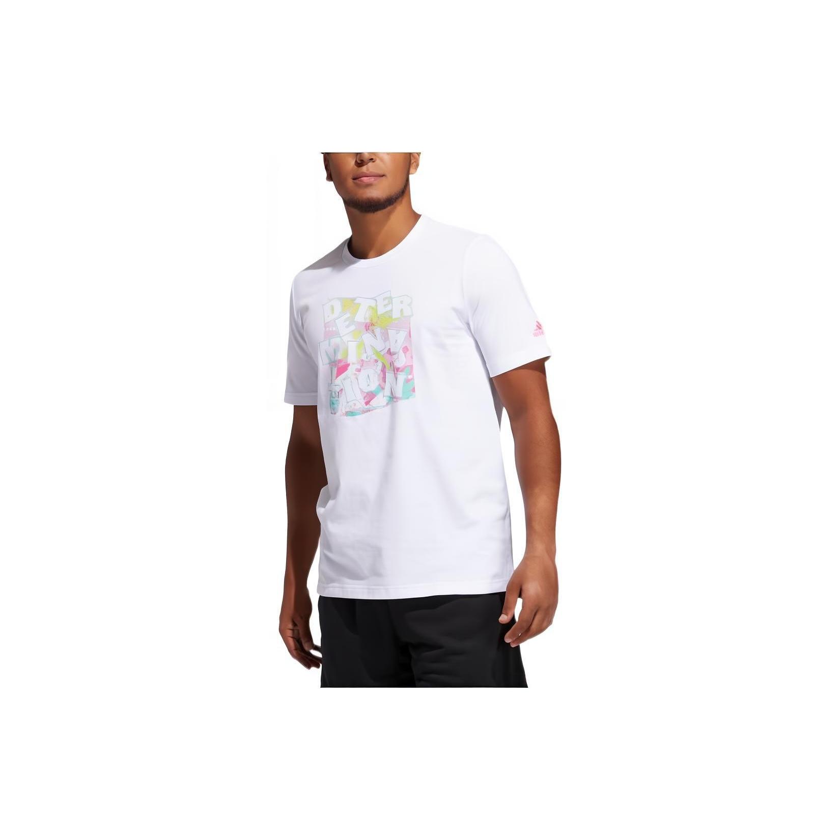 Men s adidas Minimalistic Alphabet Printing Casual Round Neck Short Sleeve White T-Shirt GK3603 XL