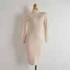 Export Single New Arrival Pure Color Turtleneck Long Sleeves Knitting Dress Women's Clothing Silm Slim Looking Stretch Mid Length Bodycon Dress