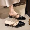Coarse-heeled sandals for women 2025 This summer's new fashionable and versatile, exquisite one-word belt, outside wear, fairy style with skirt