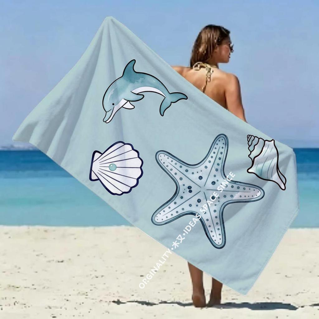 Ocean Creatures Summer Beach Towel Patterned Sunscreen And Windproof Suitable For Swimming Pool Camping Travel Blanket