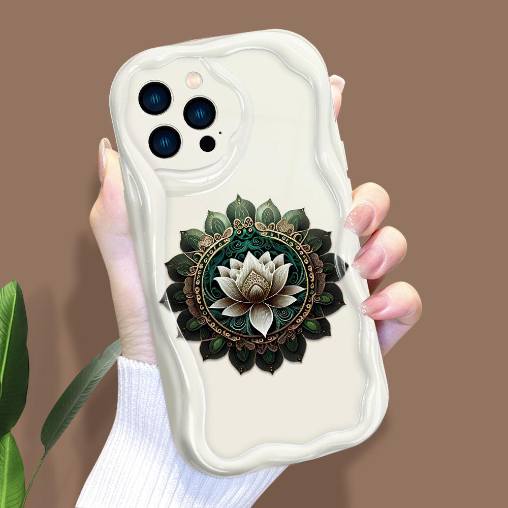 Cartoon Pattern Cream Texture Casing Wavy Edge Soft Silicone Cover Phone Case for IPhone Samsung Huawei Honor Xiaomi Redmi Infinix Tecno