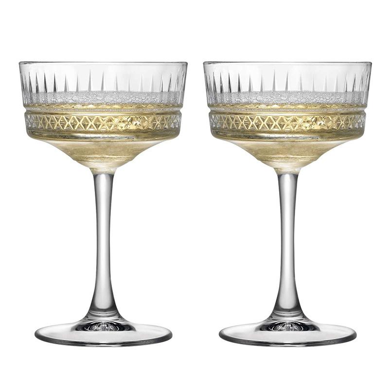 

2 Pcs Carved Martini Glasses Cocktail Goblet Old-fashioned Party Glassware Wine Drink Cup Ancient Wedding Champagne Coupes Glass 301-400ml