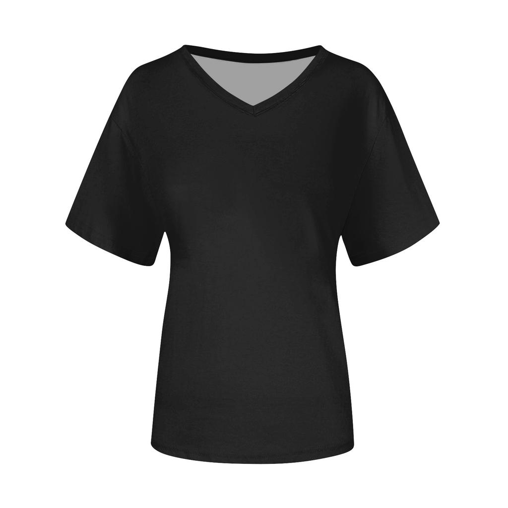 Women's V-neck T-shirt Short-sleeved Top Casual Color T-shirt