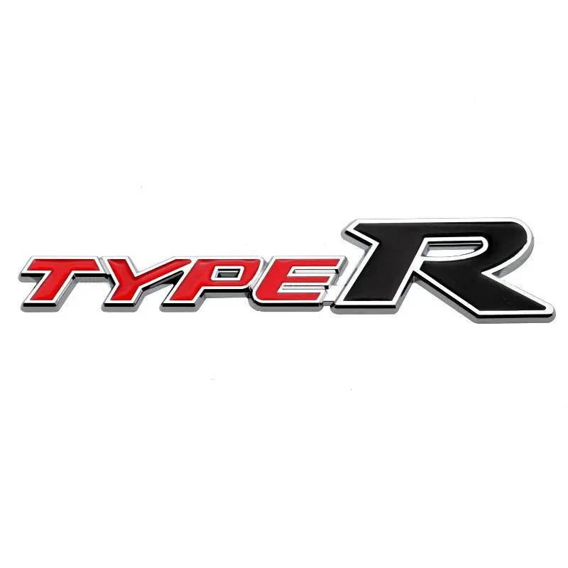 3D Metal Type R Logo Front Grill Badge Rear Trunk Emblem Sticker Decals For Honda Civic TYPER CRV HRV Accord Fit Car Accessories