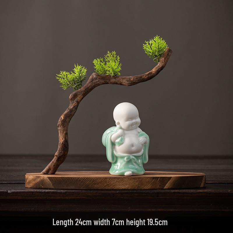 Solid Wood Root Carving Ornaments: Natural Zen Base for Home Decor