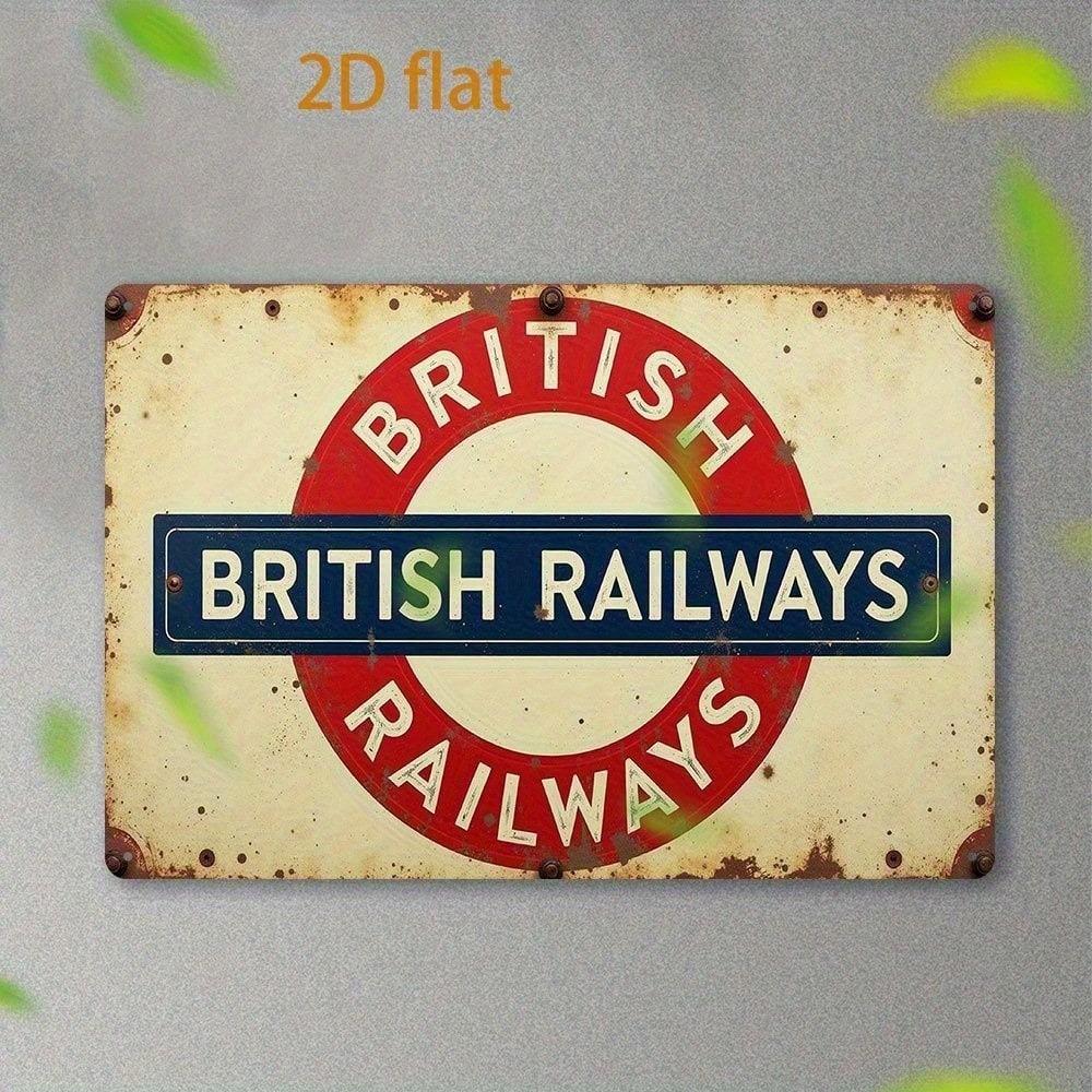 Vintage British Railway Train Tin Sign Metal Wall Art 8x12 Inch Rustic Pub Bar Decor
