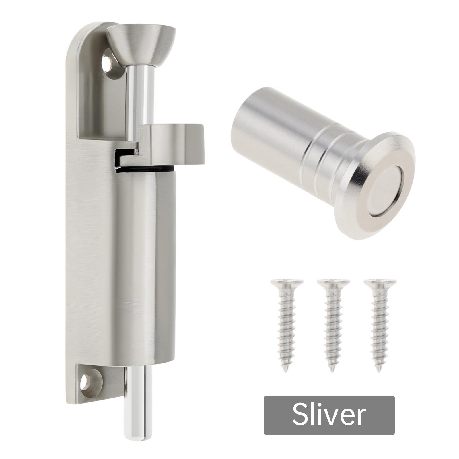 

3,9-дюймовый пружинный замок-задвижка из цинкового сплава для раздвижной двери, сверхпрочный болт, включает пылезащитный цилиндр и 3 винта, универсальный для дома, забора, ворот серебряный