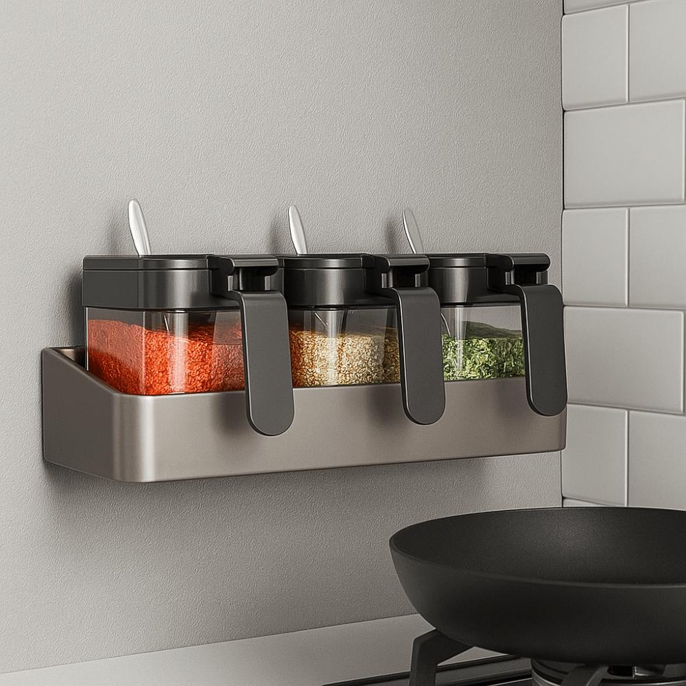 Free Punching Spice Jar No-Drill Installation No-Drill Organizer  Spice Organization
