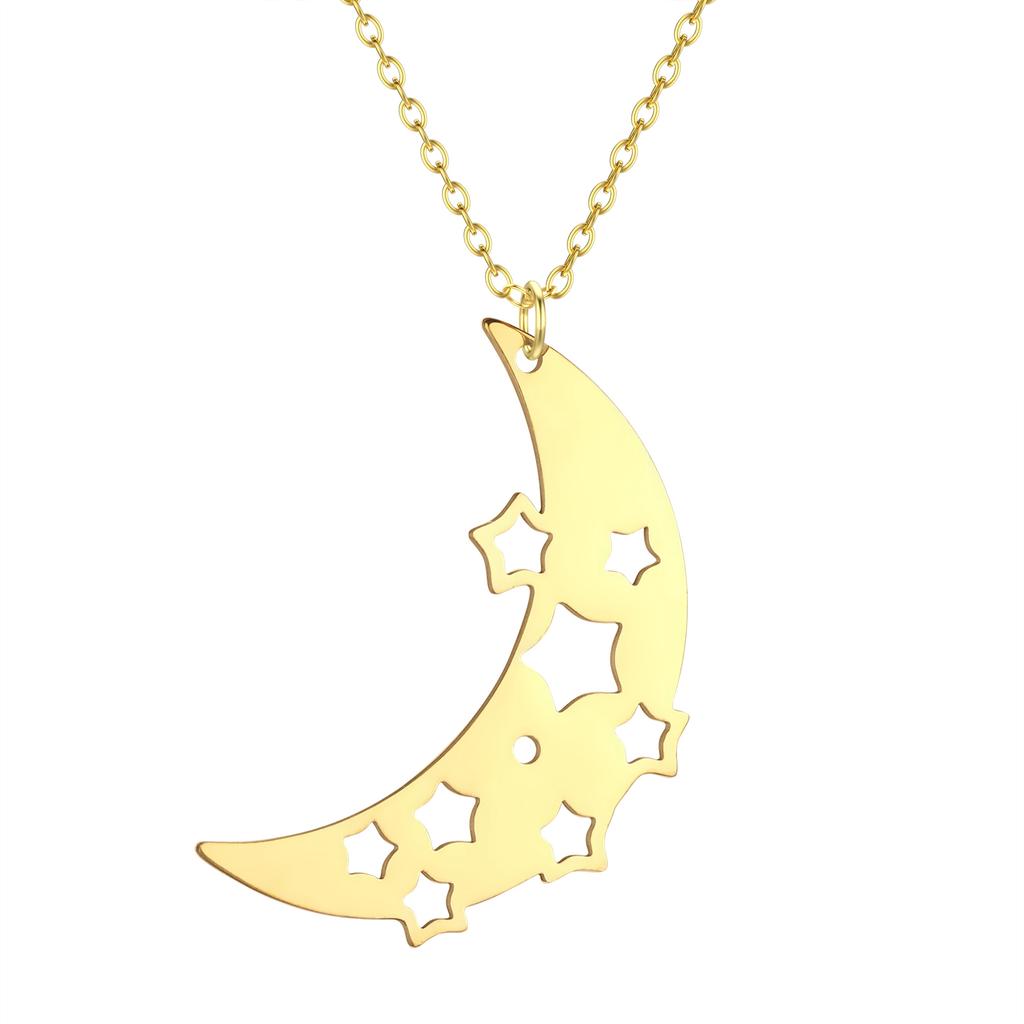 Kinitial Raindrop Cloud Whale Ghost Hand Flower Horse Meditation Moon Stainless Steel Pendant Necklace For Women Jewelry Gift