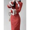 Elegant Chinese-Style Qipao Dress for Girls - High-End Red Autumn/Winter 2026 Collection