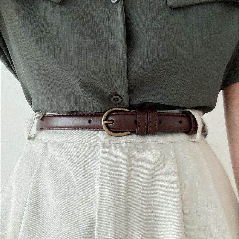 Stylish Retro Black Waist Belt For Women With Copper Buckle Perfect For Casual Outfits