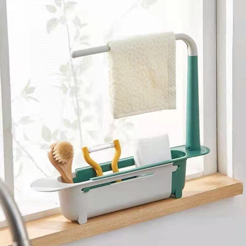 Kitchen Sinks Organizer Telescopic Sink Shelf Soap Sponge Storage Rack Adjustable Drain Rack Storage Basket Kitchen Accessories