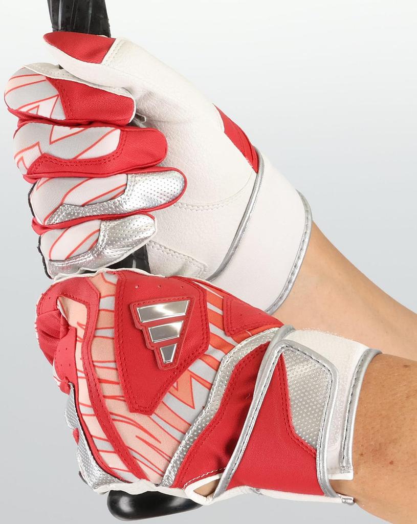 adidas Baseball Batting Red x Silver Size LBG504 Gloves, 51, Medium, (6413), L,