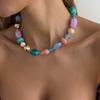 Irregular Shape Beaded Clavicle Jewelry Maillard Style Irregular Necklace Jewelry  Daily Wear