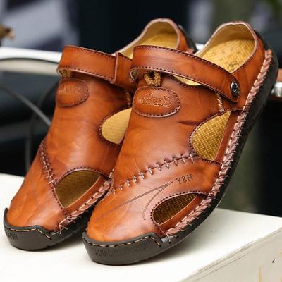 Hommes sandales en cuir de vache souple mâle plage grande taille Sports de plein air décontracté été chaussures de marche pour hommes sandales de mode