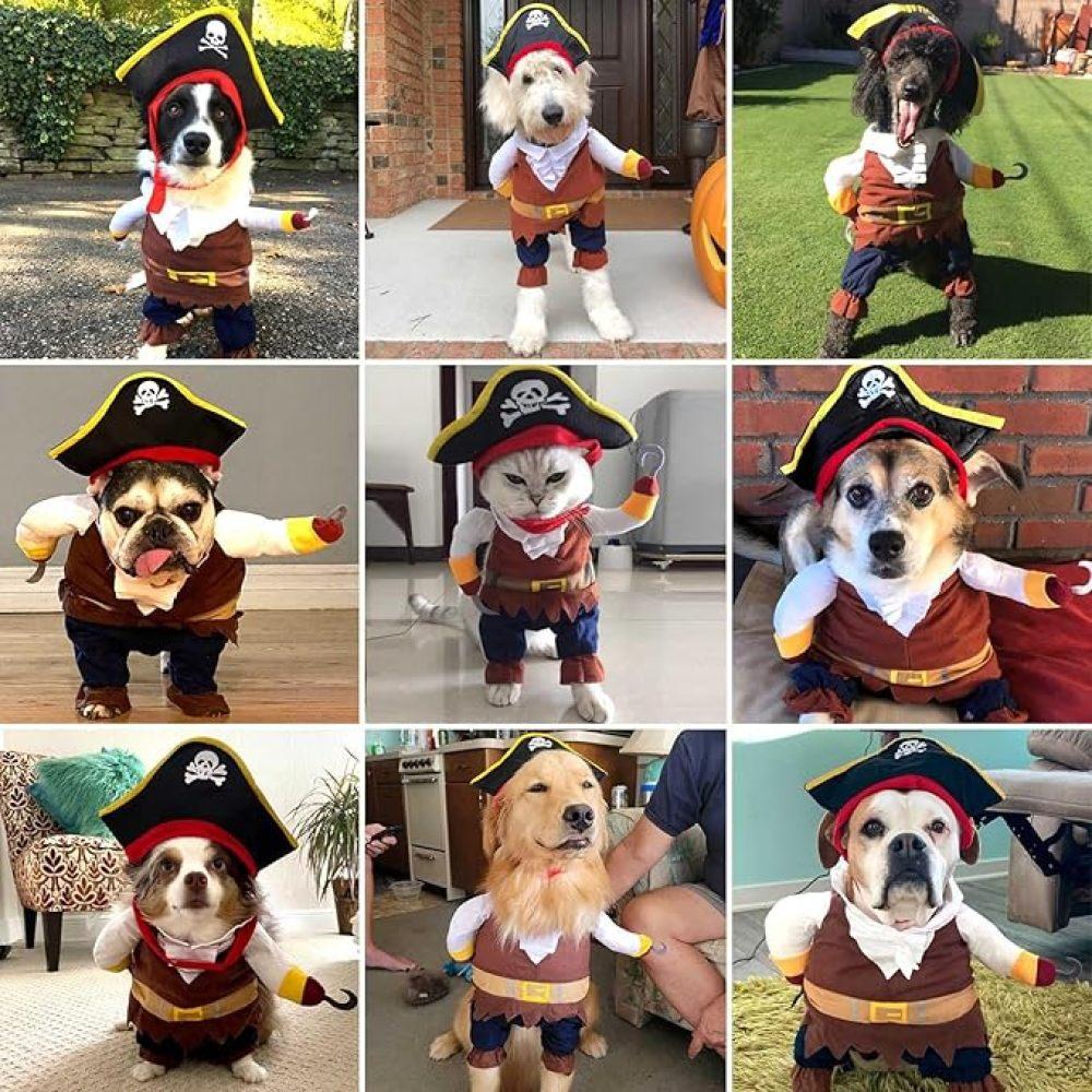 Pet Costumes, Funny And Cute Pet Dog Cat Halloween Pirate Costume Set, Christmas Holiday Costumes, Cosplay, Party Costumes, Cat And Dog Costumes