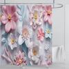 3D Floral Shower Curtain Set Orange Flower Design Fabric Bathroom Decor Waterproof Washable Shower Curtain Set with Hooks