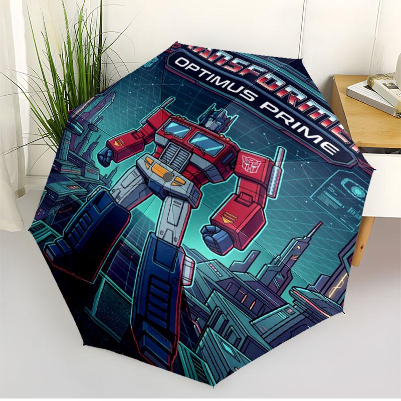 Transformers Print Automatic Open Close Umbrella, Portable Foldable Umbrella, for Outdoor Commute Camping Trip, Ideal Birthday Gift