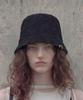 Eondeokeonteulolseutyudio Flower Pattern Summer Bucket Hat Stand Bucket / Flower Embo / Dawn Black