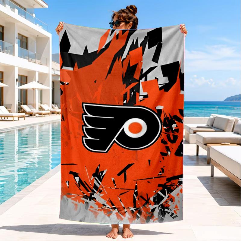 Flyers Hockey Logo Art Beach Towel, Super Soft Microfiber, Perfect Gift for Her/Him, Birthday, for Pool, Beach, Travel, Decor Beach Party