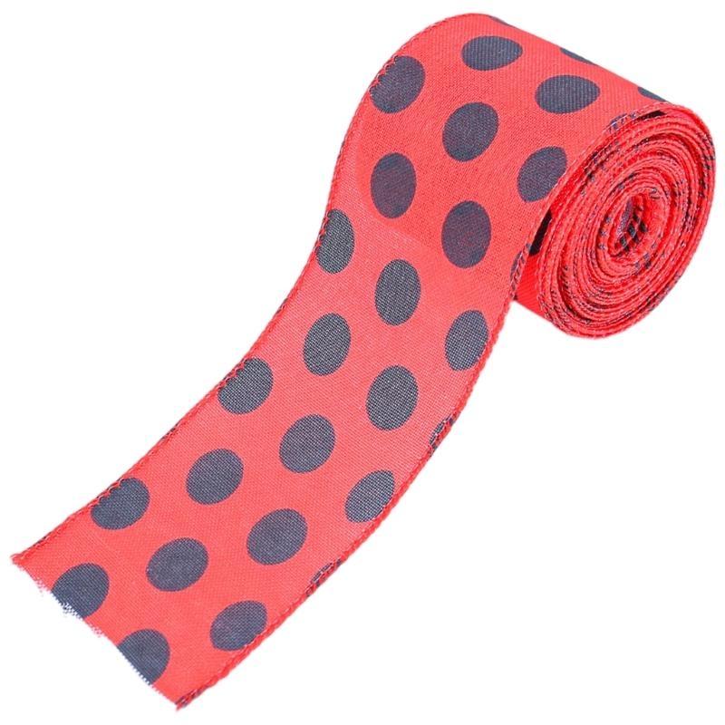 Ladybugs Wire Edged Ribbon Polkas Dots Wire Edged Ribbon for DIY Craft Wrapping