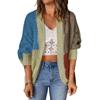 Womens Colorblock Knit Cardigan Sweater Winter Loose Fit Open Front Long Sleeve