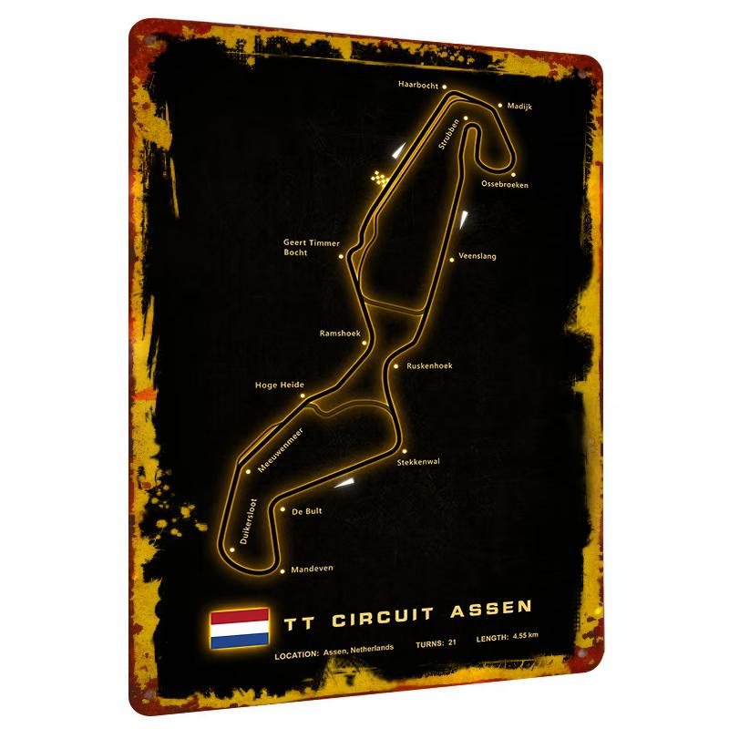 

Netherlands TT Circuit Assen Metal Iron Painting Auto Racing Decorative Wall Art for Home Decoration 20x30cm（7.8x11.8inch）