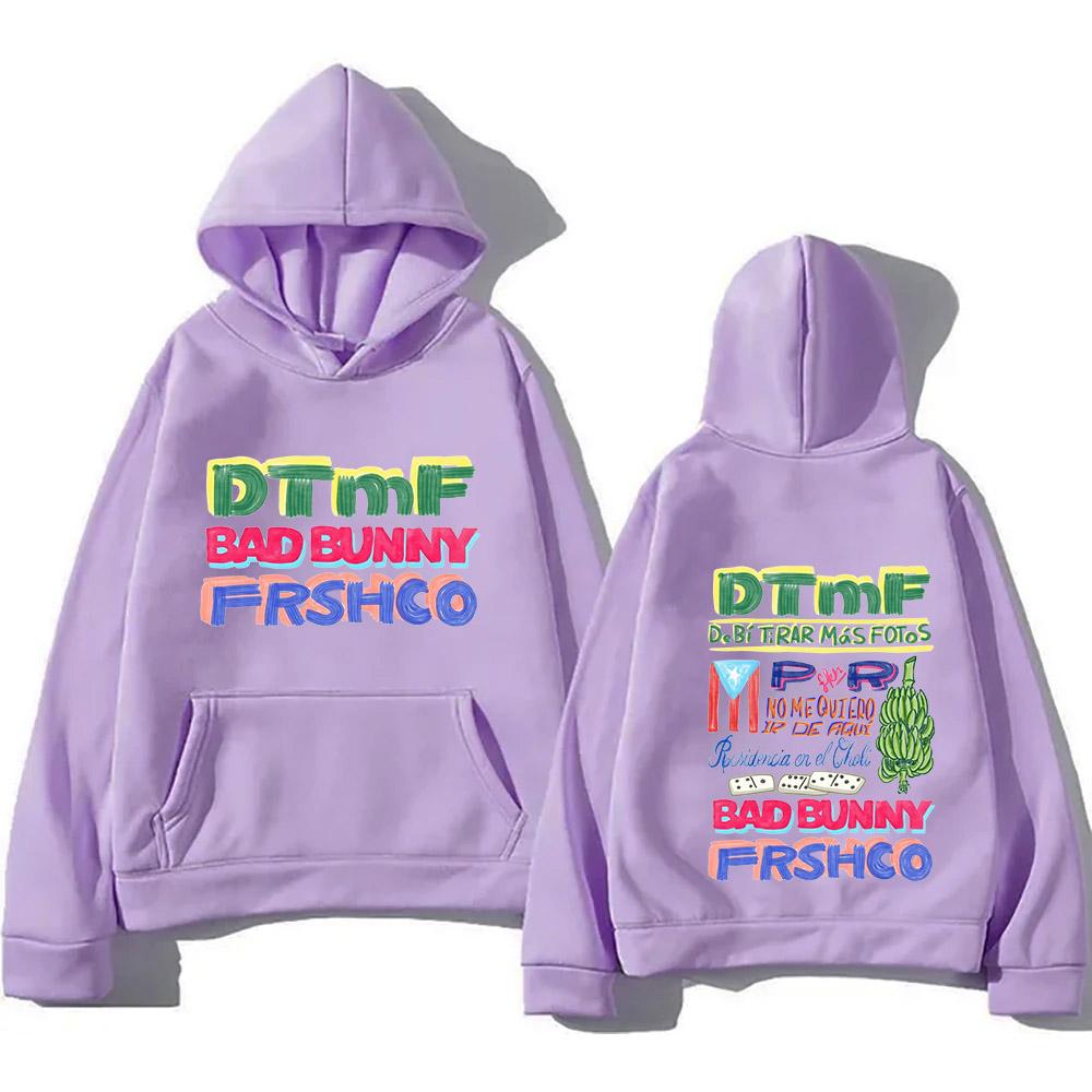 Bad Bunny DTMF Residencia Tour Hoodies Long Sleeve Winter Hooded Sweatshirts Funny Cartoon Printing Pullovers Men/Women Hoodie S