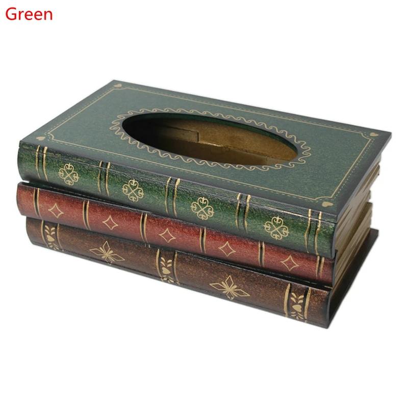 Table Tissue Box Book Shaped Wooden Organizer Rectangle Tissue Case For Restaurant Household Tissue Storage Box Home Decor