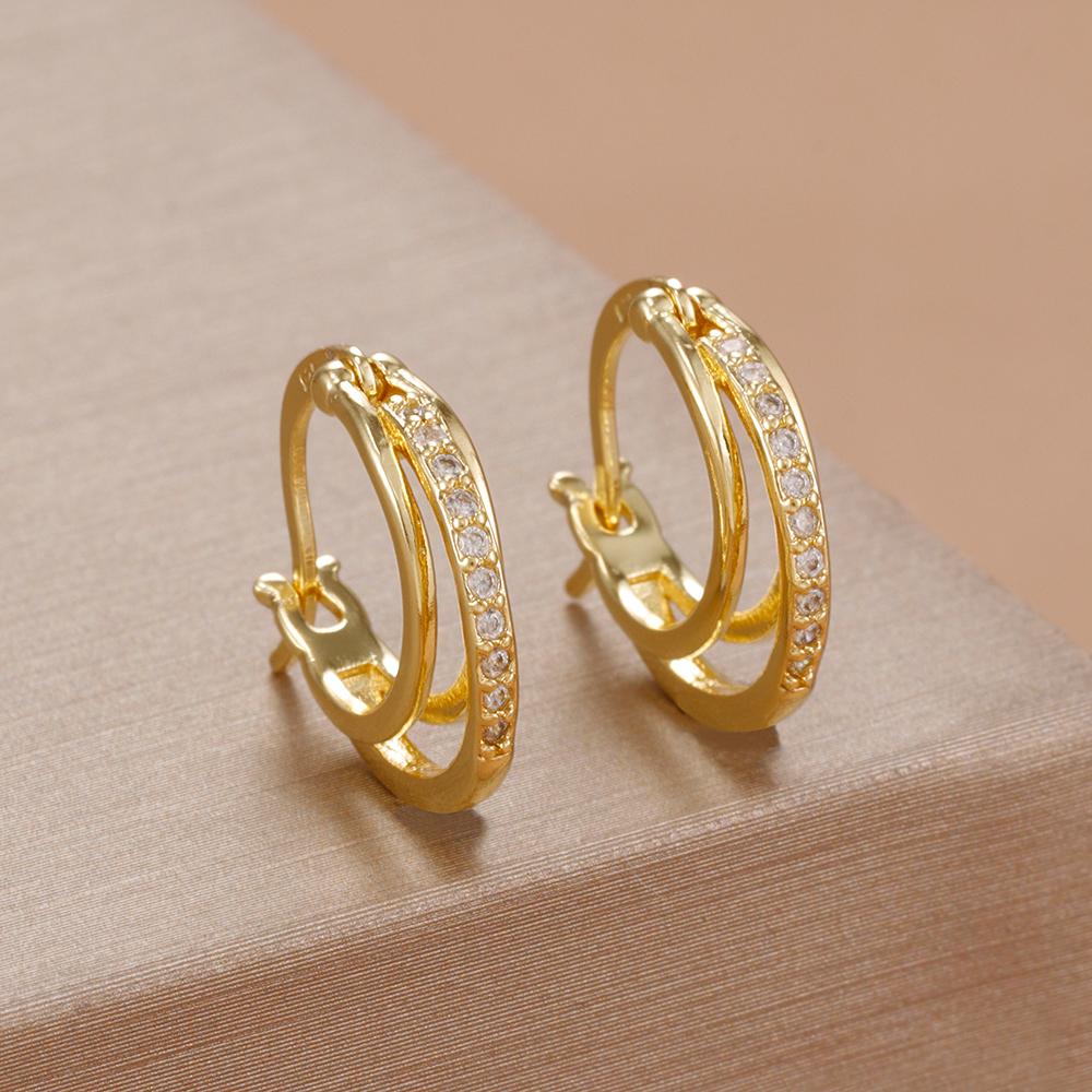 

Серьги-кольца круглые трехслойные из нержавеющей стали для женщин, цвет золотой, серебряный, серьги в стиле панк, ювелирные изделия для вечеринок, подарки