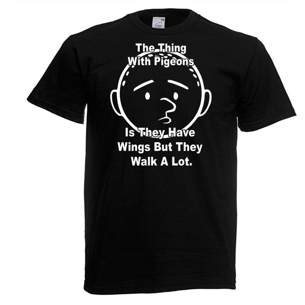 Adults The Thing With Pigeons Karl Pilkington Tv Show Quote Unisex Black TShirt