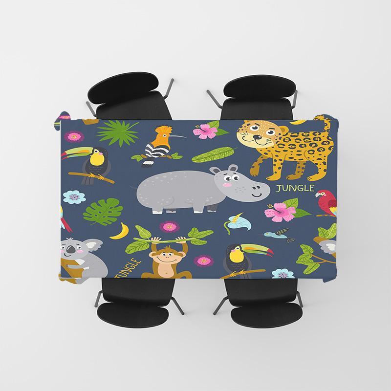 Animal-themed Tablecloth Jungle Party Decoration for Dining Room Furniture