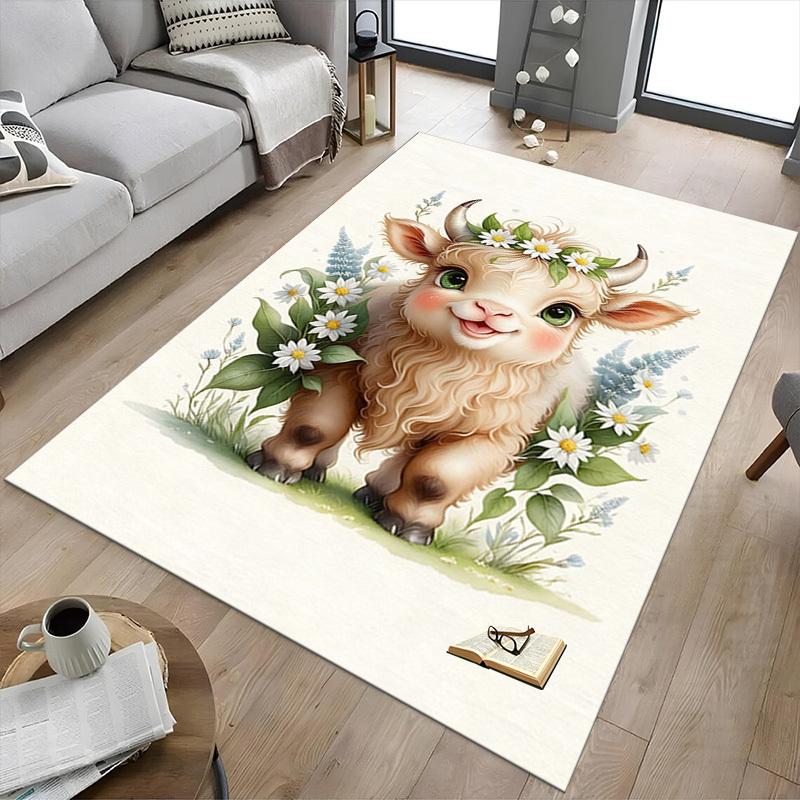 1PC goat flowers Extra Large Non Slip Floor carpet, Office, family, bedroom, Studio Large Area Rug Indoor Rugs, , Vibrant Colors