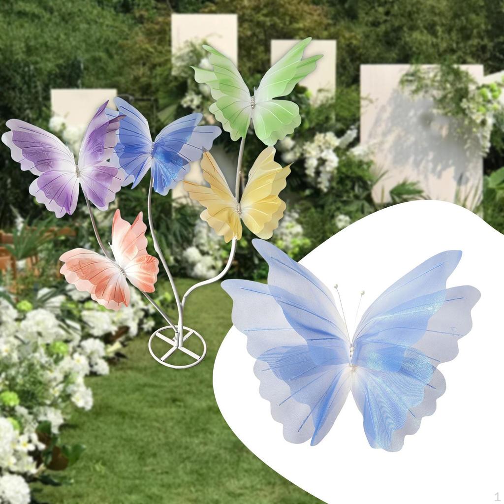Künstlicher Gaze Schmetterling Blume Schmetterlinge mit Ständer Brautparty Zubehör DIY Basteln
