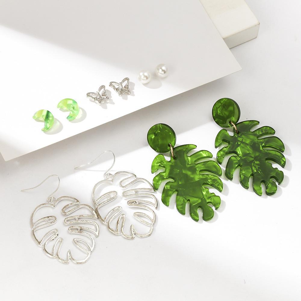 Acrylic Fashionable Leaf Earrings For Women Bold Butterfly Design Ideal Gifts For