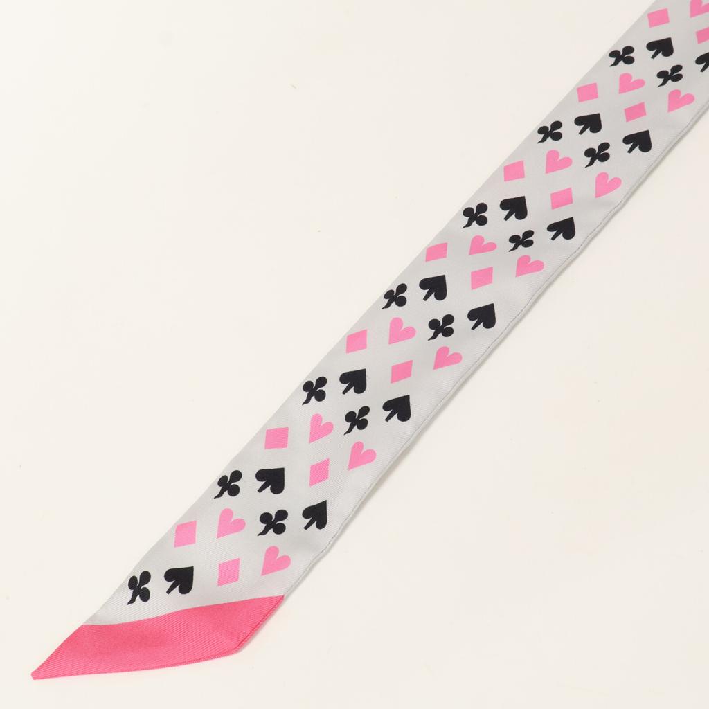 Hermes [Excellent Condition] H063169S JEU DE CARTES Playing Cards Silk Twilly Scarf GrayUsed