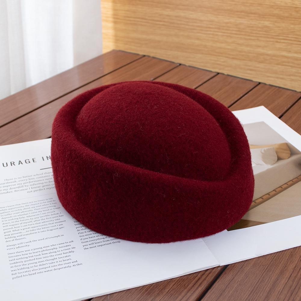 Hepburn vlněný cylindr Francouzský lehký luxusní klobouk s kupolí High-end baret Podzimní a zimní letuščí klobouk cylindr